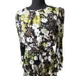 By Timo satin floral long sleeve black white green print fit and flare dress Size XS Photo 1