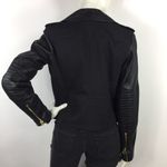 True Religion  Moto Asymmetrical Jacket Leather Sleeves Small Black Photo 11