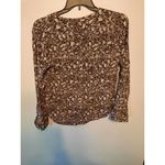 Treasure & Bond  Brown & Beige Shirred Floral V-neck Blouse w Shirt Tail Sz S Photo 2