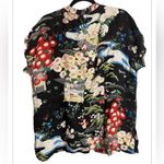 Citron Santa Monica Silk Oriental Japanese button up top 100%silk size 1X Black Photo 2