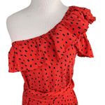 Billabong Sincerely Jules Red Polka Dot Ruffle One-Shoulder Dress Size Small Photo 3