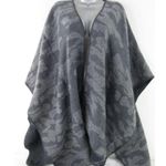 Woolrich Charcoal Star Patterned Reversible Wool Blend Poncho All Acrylic Photo 3