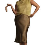 Anthropologie Women’s Liquid Shine Bias Cut Champagne Midi Skirt XL Photo 0