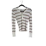 Z Supply NWT Striped Long Sleeve V Neck Henley Top XS White Brown Ribbed Casual Photo 2