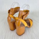 Bamboo  Yellow Milestone Croc Accent Ankle Strap Chunky Block Heel Sandals Size 10 Photo 4