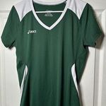 ASICS Women's Blocker Athletic Volleyball Jersey Top Short Sleeve, Dark Green LG Photo 0