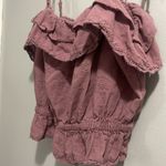 American Eagle  Mauve Babydoll Ruffled Peplum Cropped Tank Top Photo 3