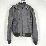 Barney’s Gray Leather‎ hooded convertible jacket moto Helena Christensen small Gray Photo 2