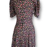 Vintage Rampage Dress Black Dark Floral Detail Sweetheart Neck Puff Sleeve Mini Size XS Photo 4