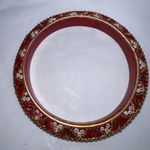 Vintage Boho Made in India Wood and Beaded Bangle Bracelet Red Photo 3