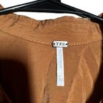 YFB Oversized Shirt Copper Bronze Color Block Collar Button Down Top XS Brown Photo 2