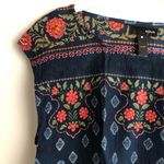 AQUA  Boho Cropped High Low Floral Rayon Sleeveless Blue Top Women’s Size S Photo 3