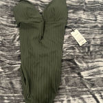 Shade & Shore Olive Green Ribbed Swimsuit by shade shore size L Photo 0