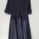 Tadashi Vintage Womens Evening Gown 18 Blue Satin Skirt Formal Maxi 3/4 Sleeve Photo 6