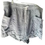 Athleta Cabo Shorts 4” linen chambray blue large pockets elastic drawstring Photo 2