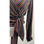 Maeve Anthropologie Lisa Top Colorful Striped Wrap Tie Waist V Neck Rainbow 0 Photo 2