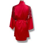 Victoria's Secret NWT Victoria’s Secret Size S M Red Satin Lace Shoulder Short Robe Sexy Lingerie Photo 5