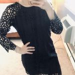 ZARA  black lace floral eyelet cutout shift dress Photo 3