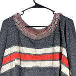 Free People  Striped Long Sleeve Sweater Cozy Grey Coral Size L Photo 1