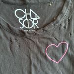 Chaser  distressed Sleeveless Top with Pink Heart size m Photo 1