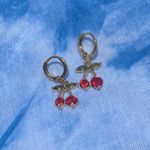 Jewelry by Lyra 14k Gold Coated Huggy Hoops Cherry Earrings Photo 0