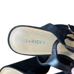 Lisa + Vicky Shoes Womens Size 9.5 Black Platform Block Heel Slingback Sandals Photo 2