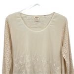 Sundance  embroidered eyelet lace tab sleeve lagenlook blouse tunic top M Photo 2