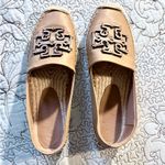 Tory Burch  Ines Leather Espadrilles Tan Logo Slip On Flats Size 8.5🧡 Photo 3