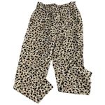 Ann Taylor brown leopard paper bag pants straight leg high rise stretch XSP Photo 1