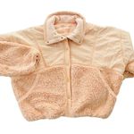 Free People Adventure Awaits Fleece Jacket Size Large Peach Oversize *No Hood Photo 1