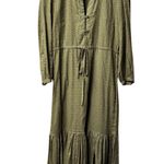 Emerson Fry India Collection Frances 3 Swiss Dot Maxi Dress Moss Green XS $188 Photo 4