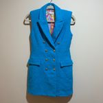 ZARA  Blue Tweed Waistcoat Blazer Vest Mini Dress Size Small Blogger Favorite Photo 7