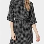 Topshop Grid Print Roll Tab Sleeve Mini Shirt Dress Black White Size 2 Photo 1