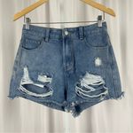 SheIn Small Distressed High Waist Jean Shorts Retro Summer Light Medium Wash Photo 0