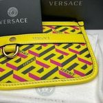 Versace Coated Canvas Calfskin La Greca Modular Zip Pouch - Yellow - Preowned Photo 0