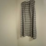Calvin Klein  Womens Open Front Cardigan Size XL Gray Striped Sleeveless Duster Photo 3