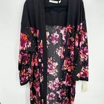 Sejour Black Floral Open Front Cardigan Long Line Women 2X NWT Feminine Photo 0