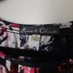 Rose + Olive Blouse Floral Print Pink Purple White Keyhole Business Casual Photo 8