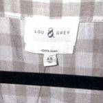 Lou & grey NEW Linen Dress Women XS Tan Gingham Button Beach Vacation Preppy Photo 3