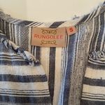 Rungolee Blue & White Trimmed Short Sleeve Split V Neck Dress, Size Small Photo 6