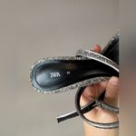 ZARA  Women’s NWOB Silver Glitter‎ Ankle Strap Block Heels Size 7.5 (38) Photo 7