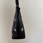 Vintage Y2K Shell Starfish Print Beachy Nylon Shoulder Bag Purse Black Photo 5