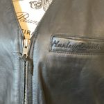 HARLEY DAVIDSON OFFICIAL WOMEN’S BLACK LEATHER SIDE TIES FULL ZIP VEST SIZE LG Photo 2