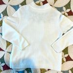 American Vintage Unique cozy grandma white floral embroidered winter Christmas sweater Photo 3