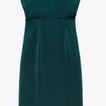 ZARA Green Satin Effect Front Slit with Lace Trim V Neck Ruching Bloggers Fav XS Photo 7
