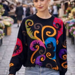 Vintage IB Diffusion Sport Abstract Lambswool Crazy 80s Design Sweater L Pink Size L Photo 0