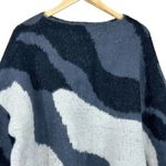VICI Sweater Womens S Gray Black Fuzzy Abstract Boxy Boat Neck Artsy Indie 90s Photo 2