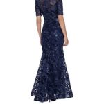 XScape  Women Blue Sequined Ball Gown 4507 Size 6 Floral Trumpet Mother Of Bride Photo 1