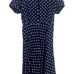 J.Crew Classy Lightweight Polka Dot Lined Short Sleeves Midi Dress 4 Navy Blue Photo 1