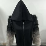 ZARA  hooded sweater/jacket with faux fur sleeves Photo 1